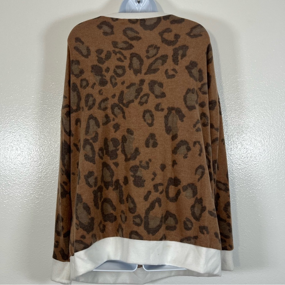 Again Made in USA Leopard Print Sweatshirt Oversized Neutral Pullover - Picture 3 of 7